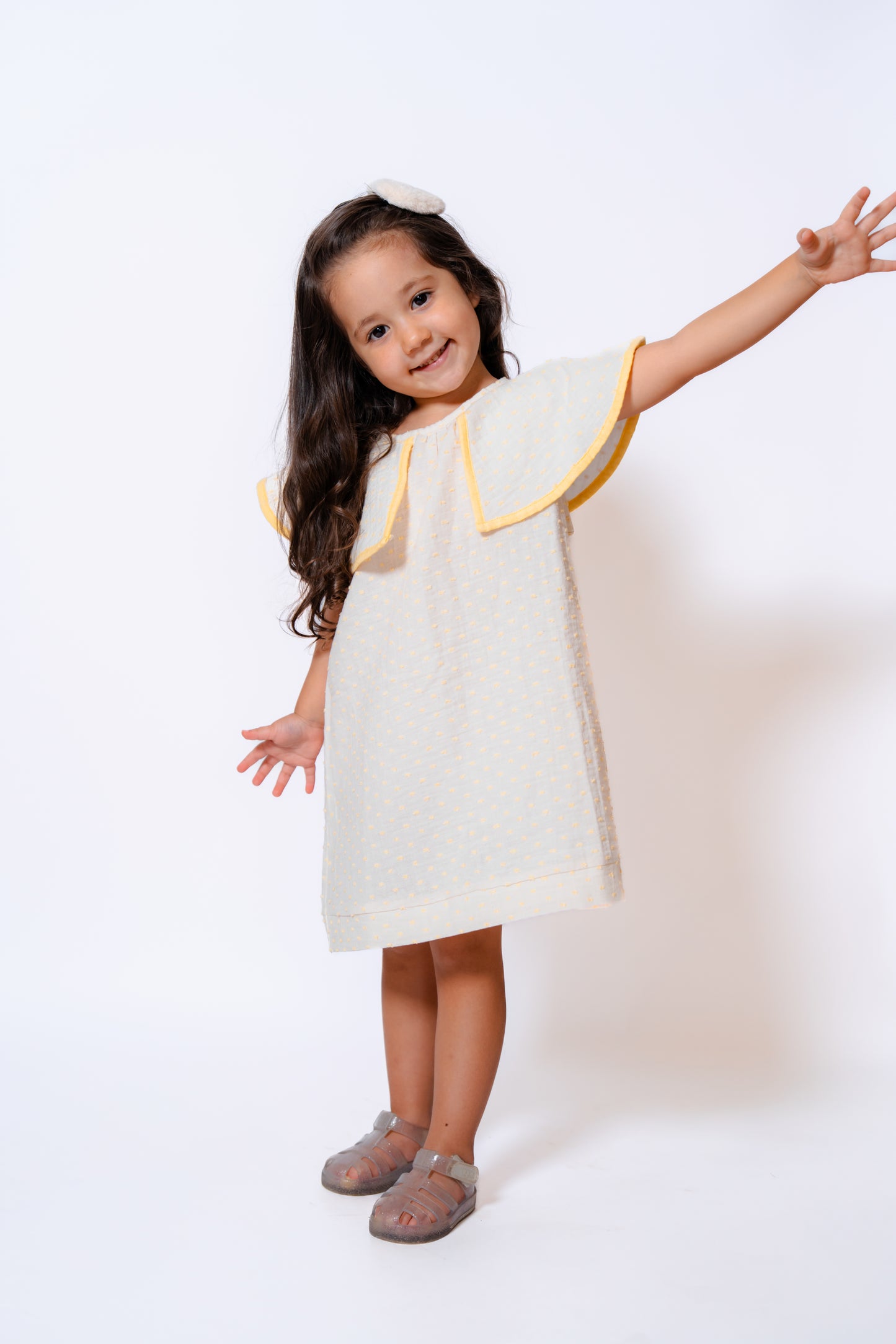 Flore Müslin Volan Yakalı Elbise